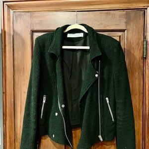 IRO Black Textured moto jacket with Zipper Accents